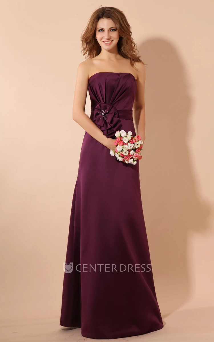 Magnificent Maxi Satin Dress With Ruching And Ruffle