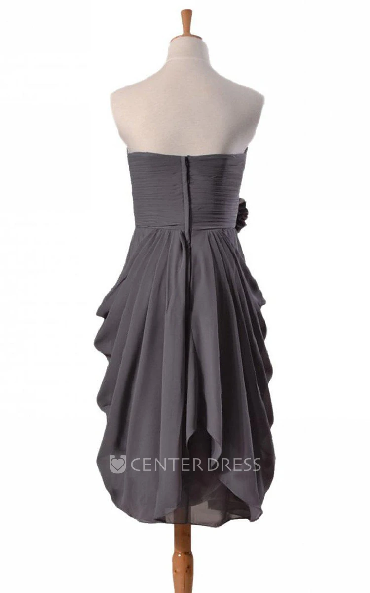 Modest Casual A-Line Sweetheart Strapless Ruched Short Prom Party Dress