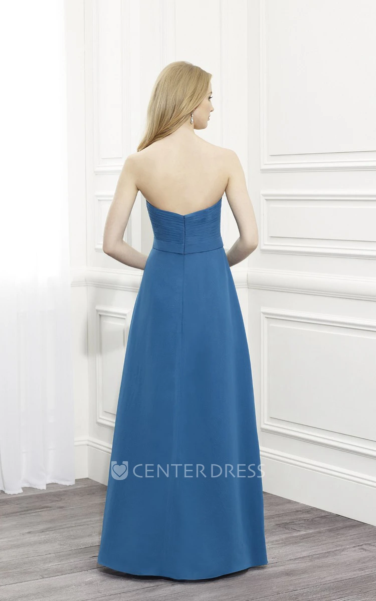 Strapless Ruched Chiffon Mother Of The Bride Dress With Waist Jewellery And Cape