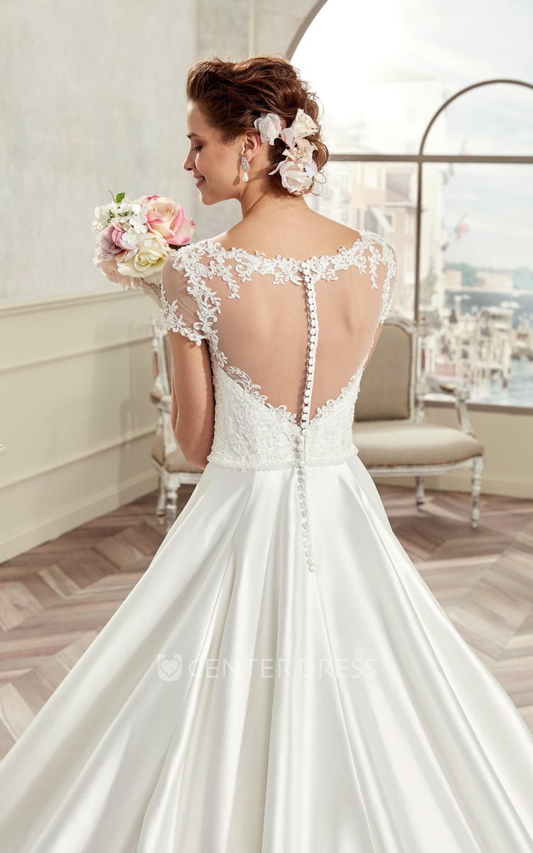 Jewel neck wedding outlet dress