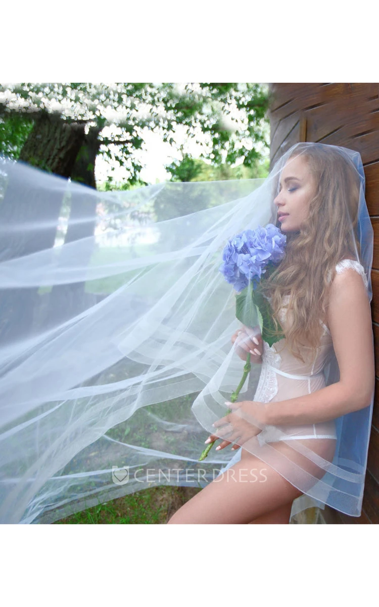 Romantic Sweep Simple Long Tulle Bridal Veil