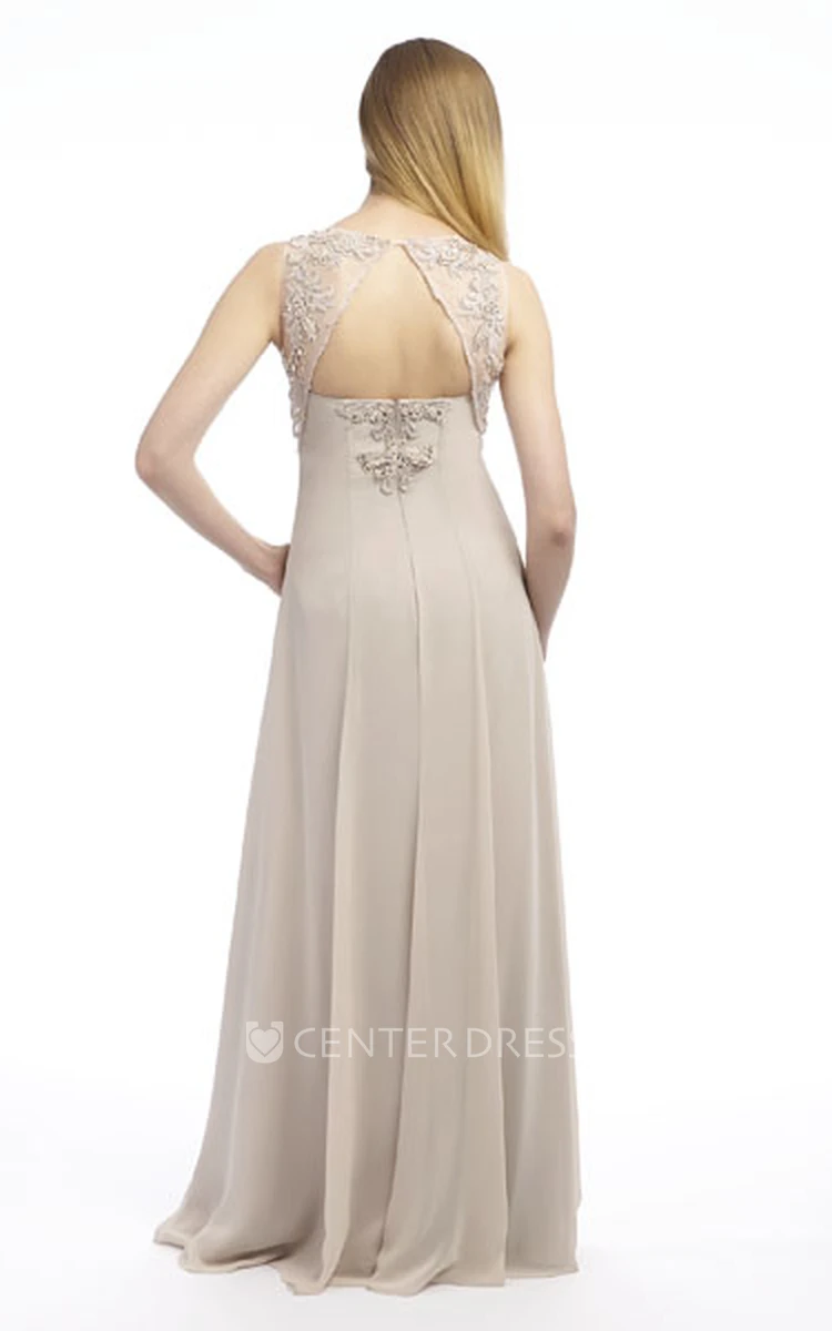 Maxi Ruched Sleeveless Sweetheart Chiffon Prom Dress With Appliques