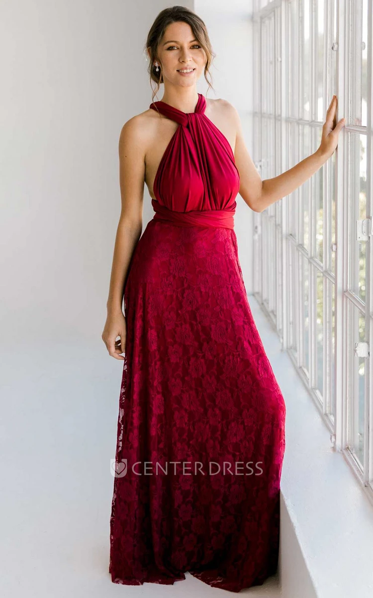 Convertible Long A-line Pink Jersey Bridesmaid Dresses Convertible Long A-line Pink Jersey Bridesmaid Dresses