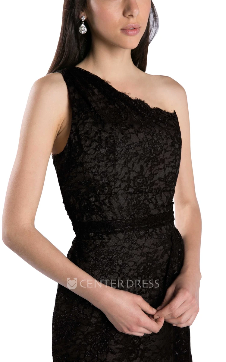 Short Sleeveless One-Shoulder Appliqued Lace Muti-Color Convertible Bridesmaid Dress With Straps