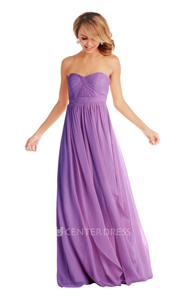 Sleeveless Sweetheart Ruched Chiffon Muti-Color Convertible Bridesmaid Dress With Pleats