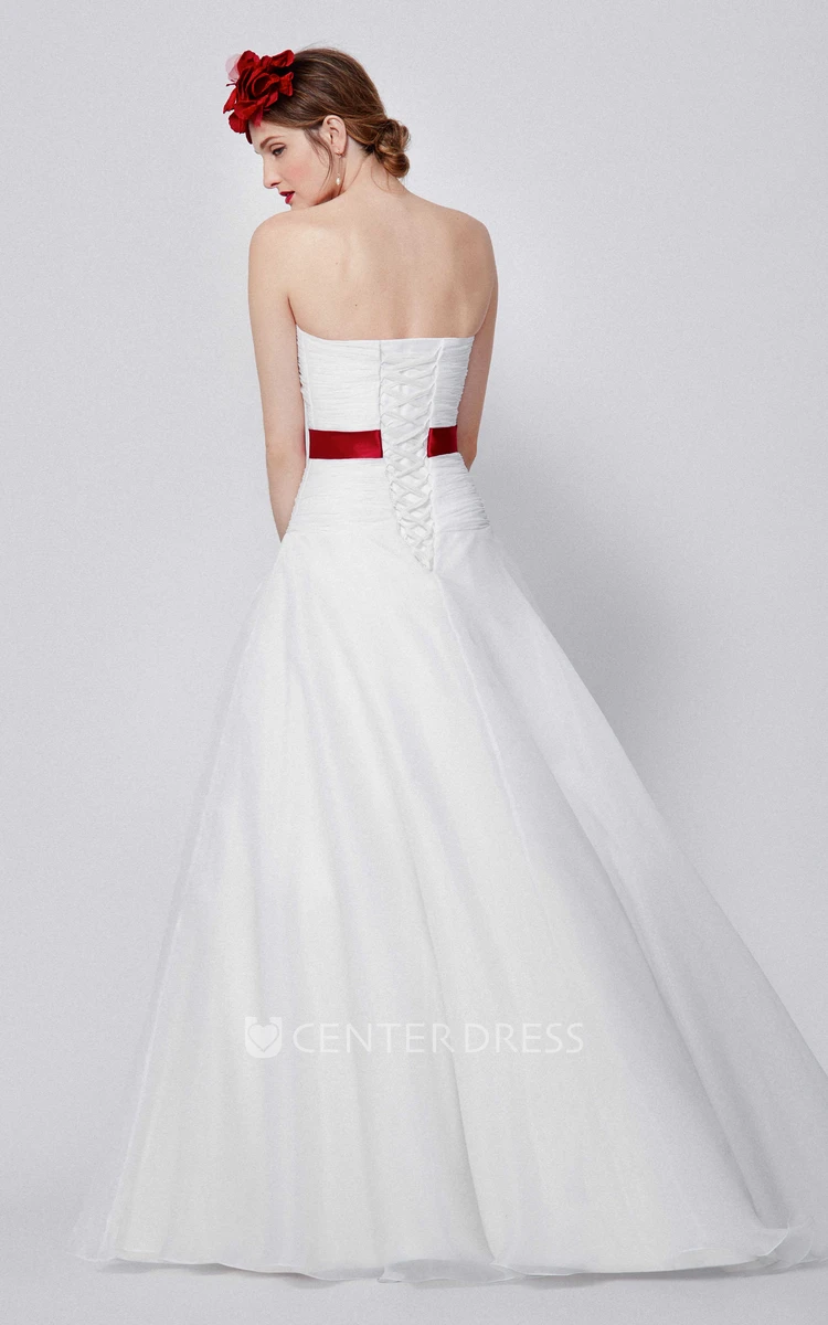 A-Line Sweetheart Organza Wedding Dress With Ruching