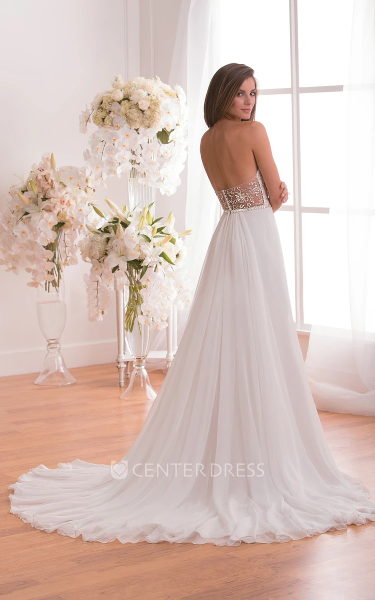 Sweetheart Long Wedding Dress With Ruffles And Sequined Bodice
