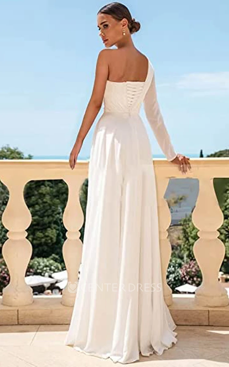 Elegant A-Line Satin Wedding Dress with Ruching for Beach or Summer and Open Back