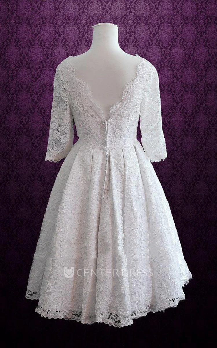 Retro Tea Length Lace Wedding Christina Dress