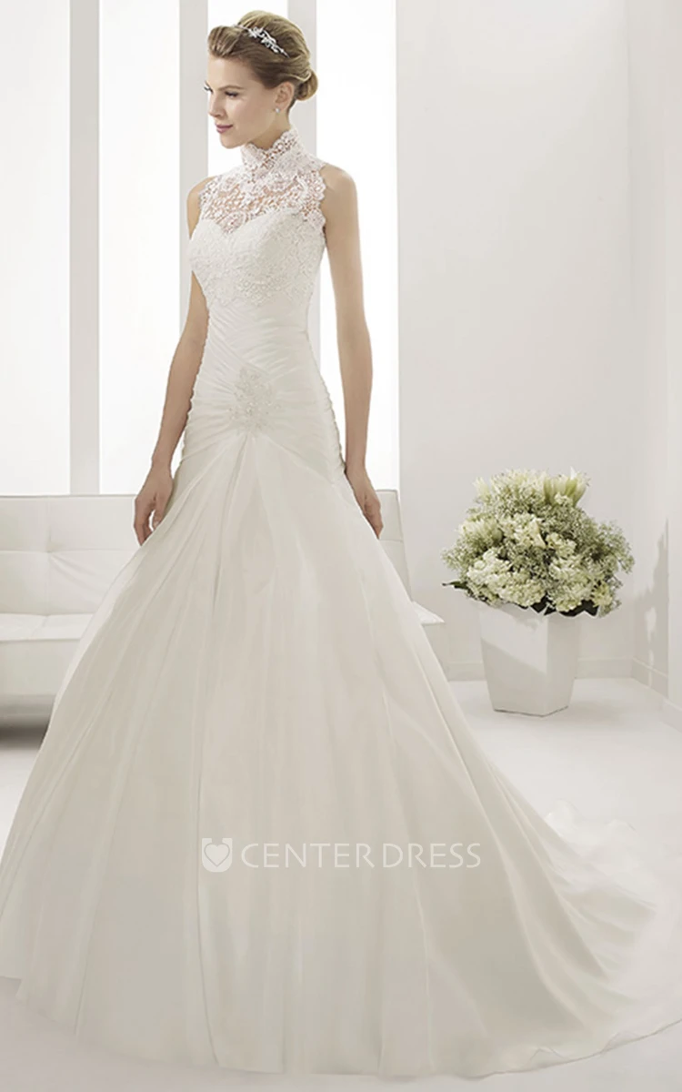 Sweetheart Mermaid Taffeta Bridal Gown With Removable Lace High-Neck Top