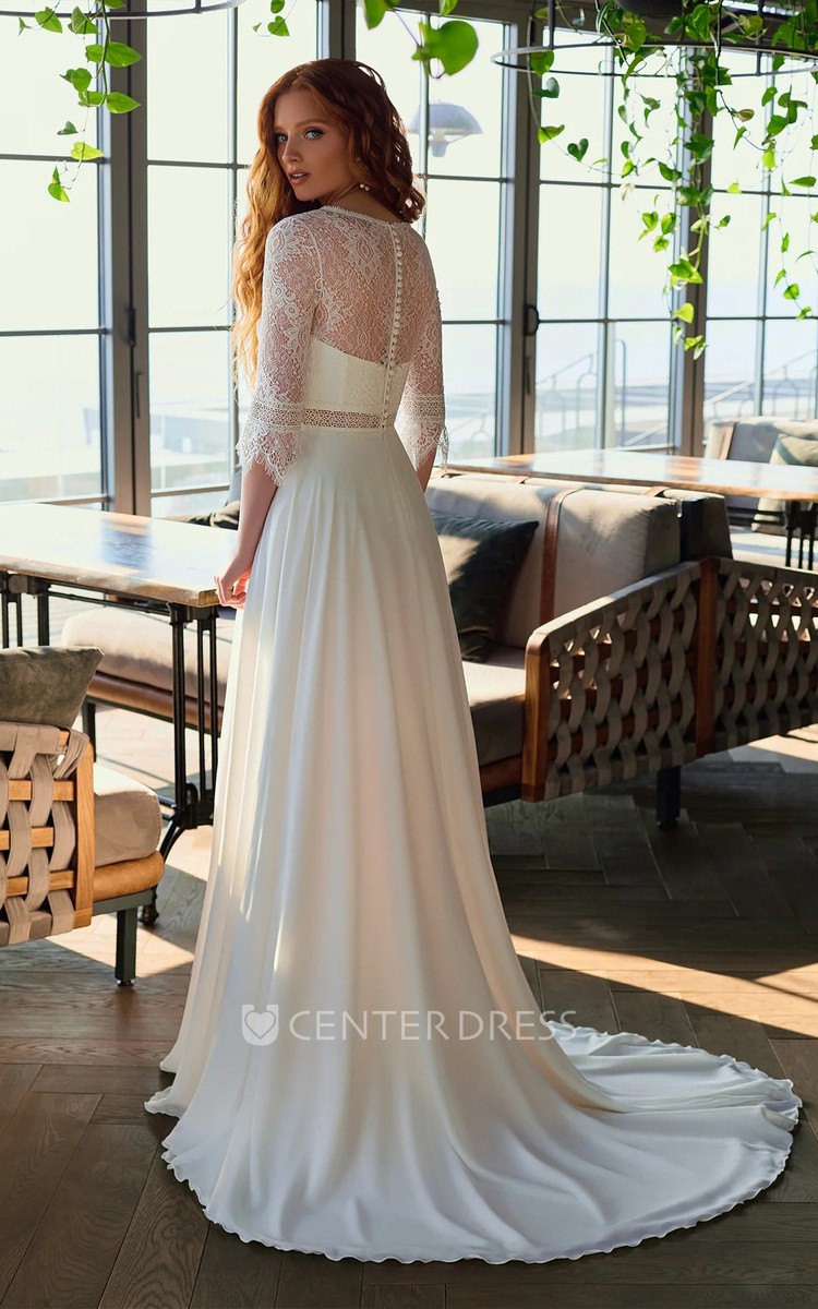 Half lace half satin best sale wedding dress