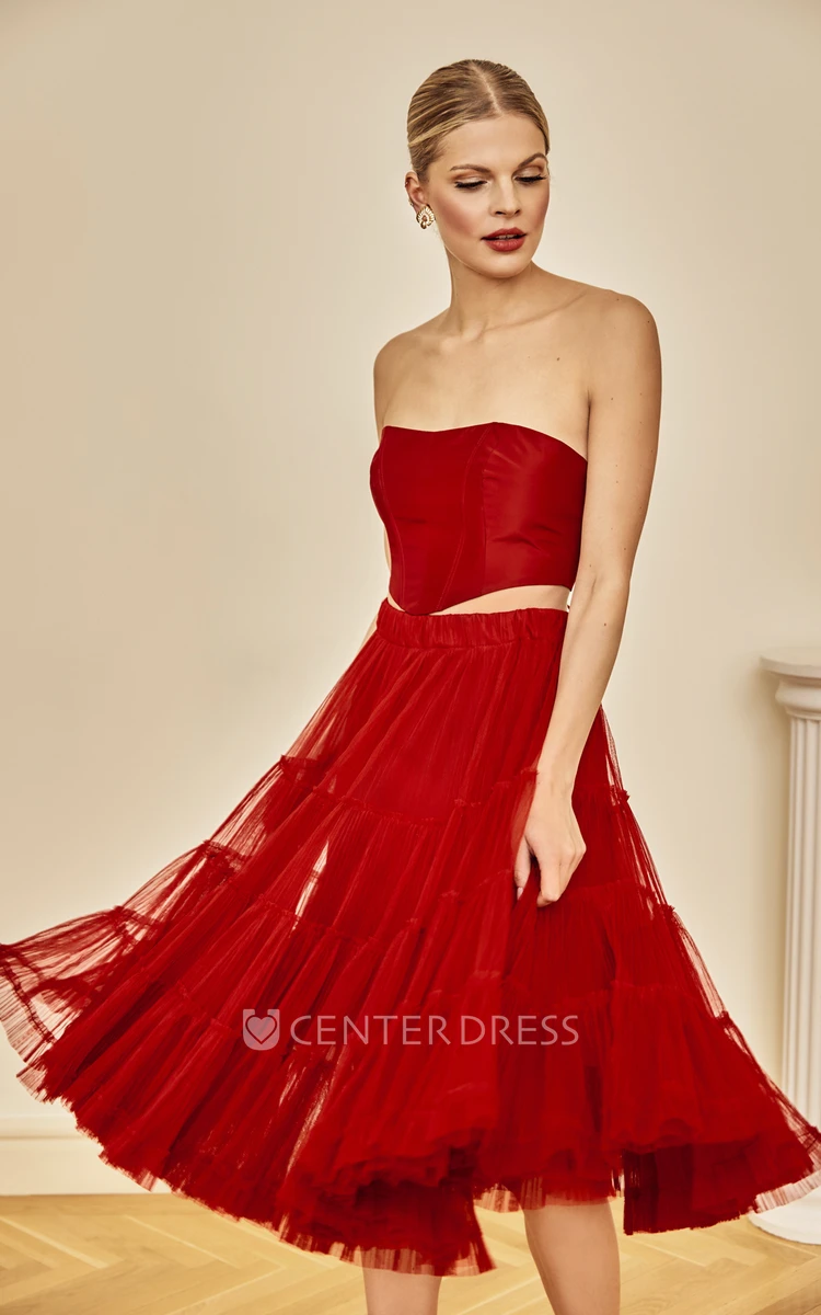 Sexy Two Piece Off-the-shoulder Taffeta Prom Dress for Women