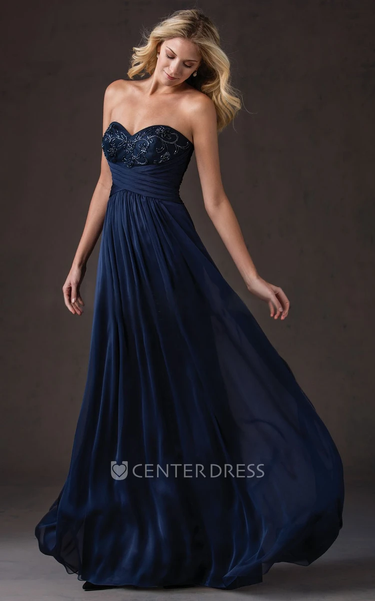 Sweetheart Empire Long Gown With Beadings And Appliques