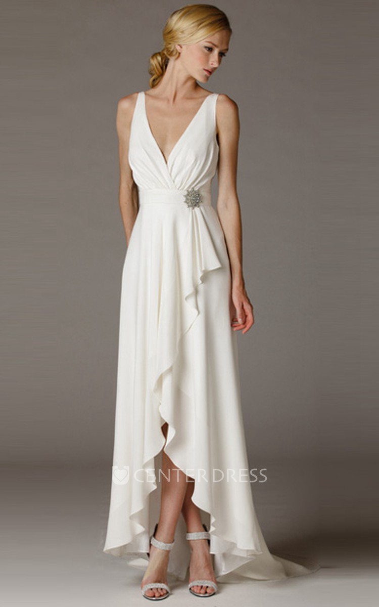 Ivory ruched 2025 draped chiffon dress