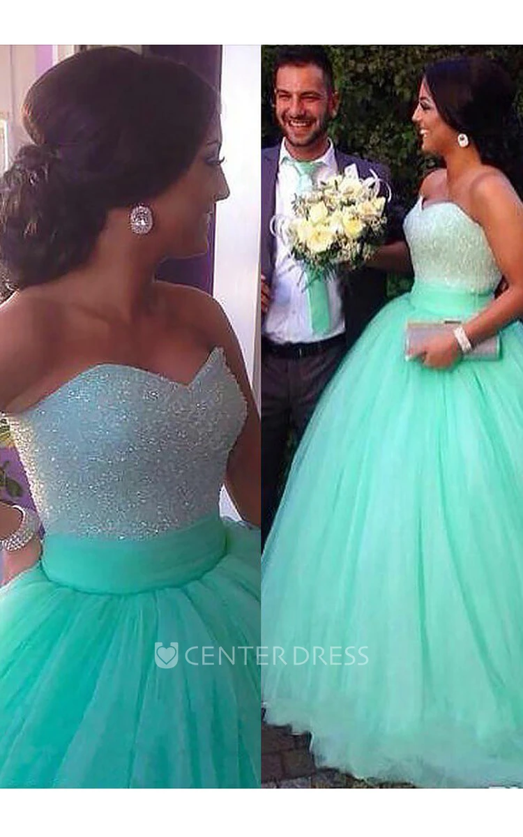 CapSleeveless Sweep Brush Train Ball Gown Sweetheart Tulle Sequins Dress