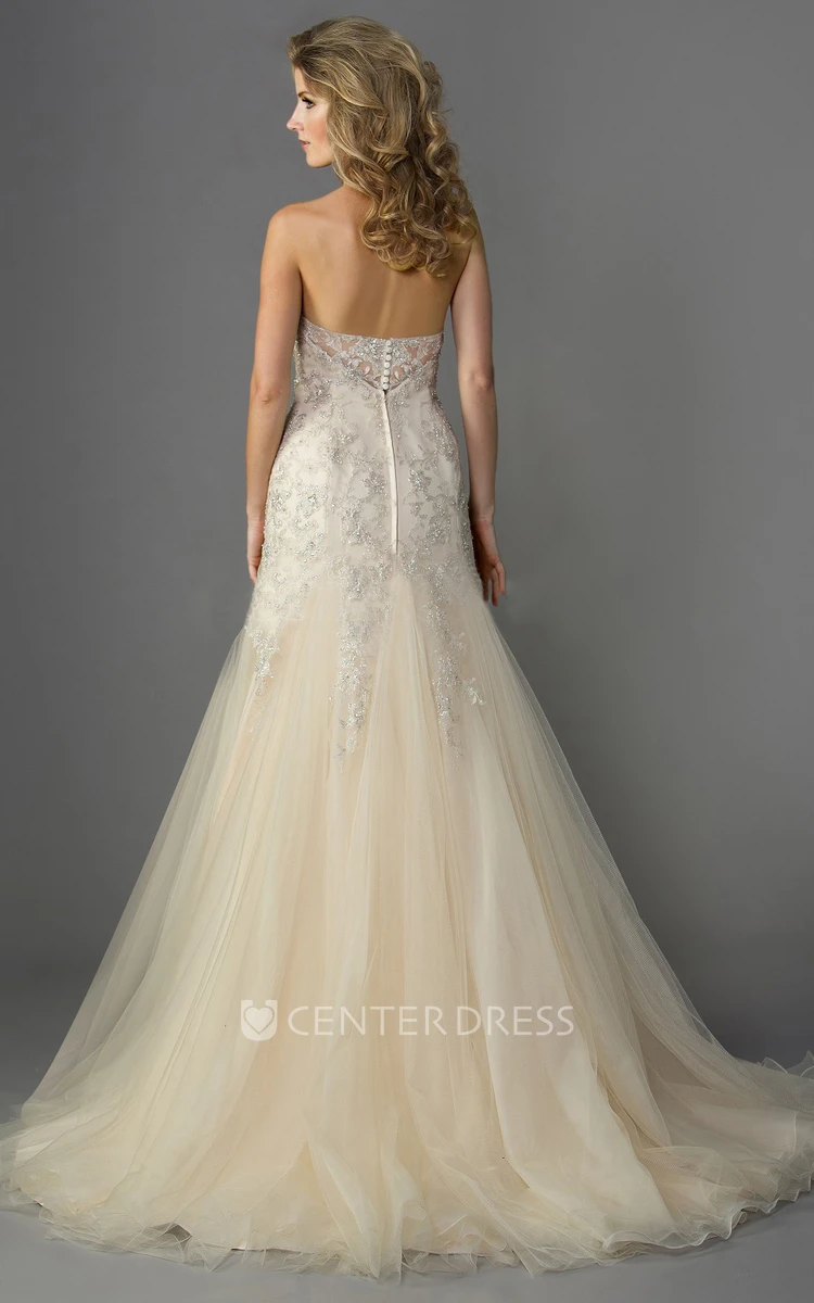 Sweetheart Mermaid Wedding Dress with Sequins and Pleats