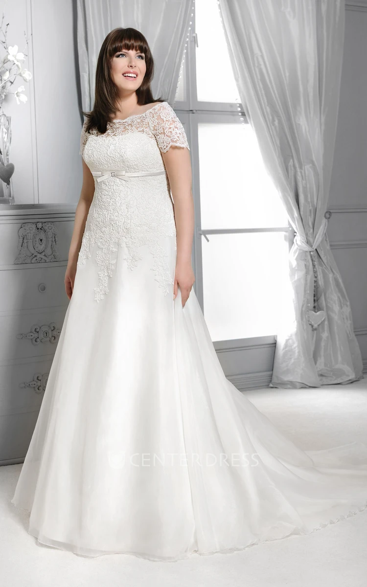 Ucenter Dress A Line Short Mini Scoop Neck Sleeveless Pleated Satin Wedding Dress - White, Size 18W