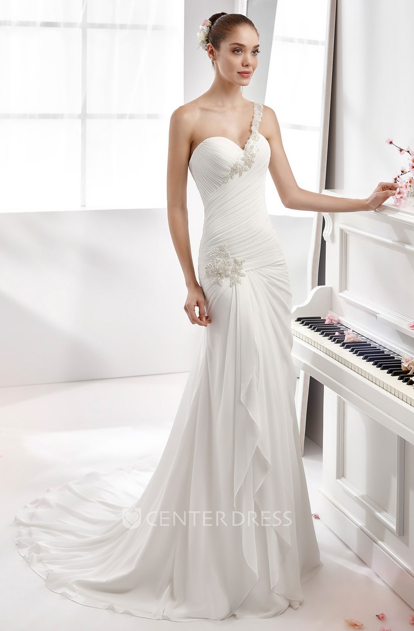 single strap wedding dress