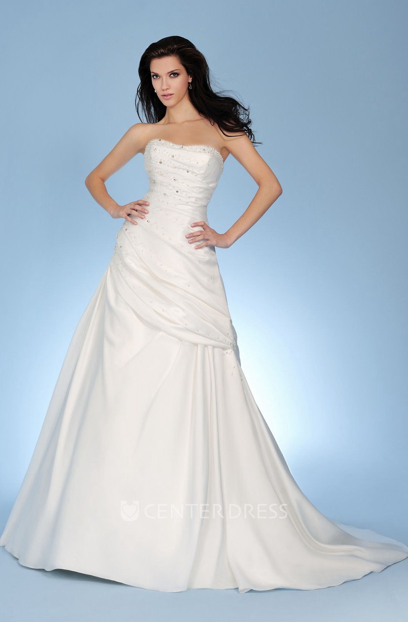 ruched a line wedding dress